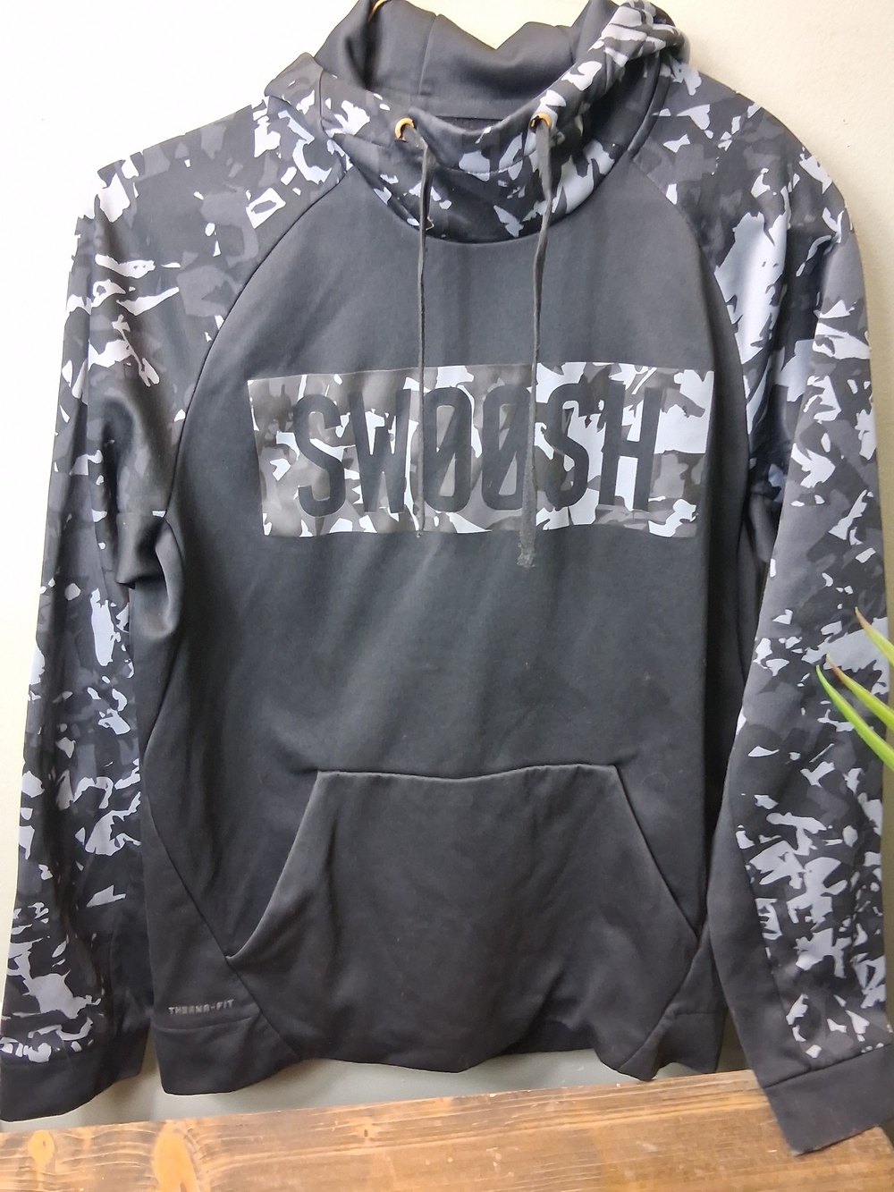 Nike Black Hoodie with Gray Camo Sleeve Accents
